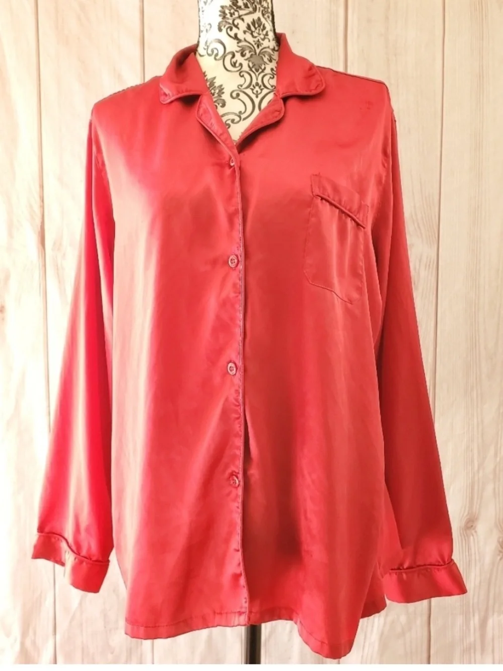 Vintage Victoria's Secret Red Satin Pajamas 2 piece set